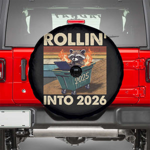 Funny Raccoon Rollin Into 2026 Spare Tire Cover New Year Dumpster Fire TS11 Black Print Your Wear