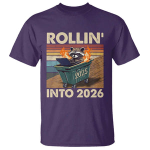 Funny Raccoon Rollin Into 2026 T Shirt New Year Dumpster Fire TS11 Purple Print Your Wear