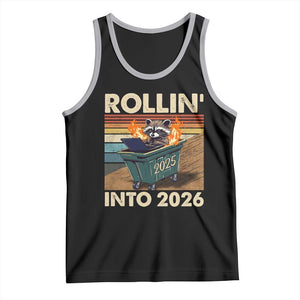 Funny Raccoon Rollin Into 2026 Tank Top New Year Dumpster Fire TS11 Black Athletic Heather Print Your Wear
