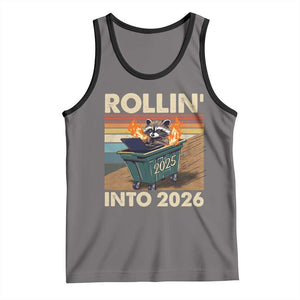 Funny Raccoon Rollin Into 2026 Tank Top New Year Dumpster Fire TS11 Deep Heather Black Print Your Wear