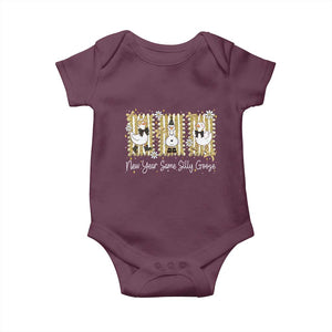 Funny New Year Same Silly Goose Baby Onesie New Year Eve Goose Squad Faux Glitter TS11 Maroon Print Your Wear