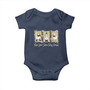 Funny New Year Same Silly Goose Baby Onesie New Year Eve Goose Squad Faux Glitter TS11 Navy Print Your Wear