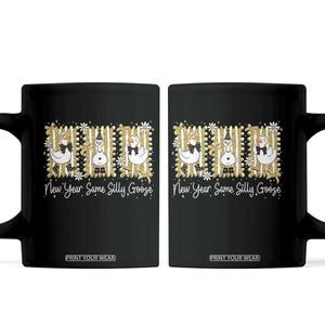 Funny New Year Same Silly Goose Coffee Mug New Year Eve Goose Squad Faux Glitter TS11 Black Print Your Wear
