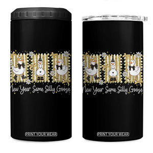 Funny New Year Same Silly Goose 4 in 1 Can Cooler Tumbler New Year Eve Goose Squad Faux Glitter TS11 One Size: 16 oz Black Print Your Wear