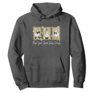 Funny New Year Same Silly Goose Hoodie New Year Eve Goose Squad Faux Glitter TS11 Dark Heather Print Your Wear