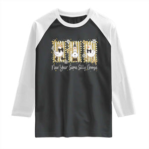 Funny New Year Same Silly Goose Raglan Shirt New Year Eve Goose Squad Faux Glitter TS11 Black White Print Your Wear