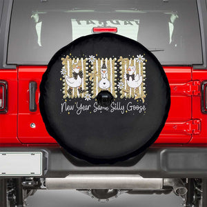 Funny New Year Same Silly Goose Spare Tire Cover New Year Eve Goose Squad Faux Glitter TS11 Black Print Your Wear