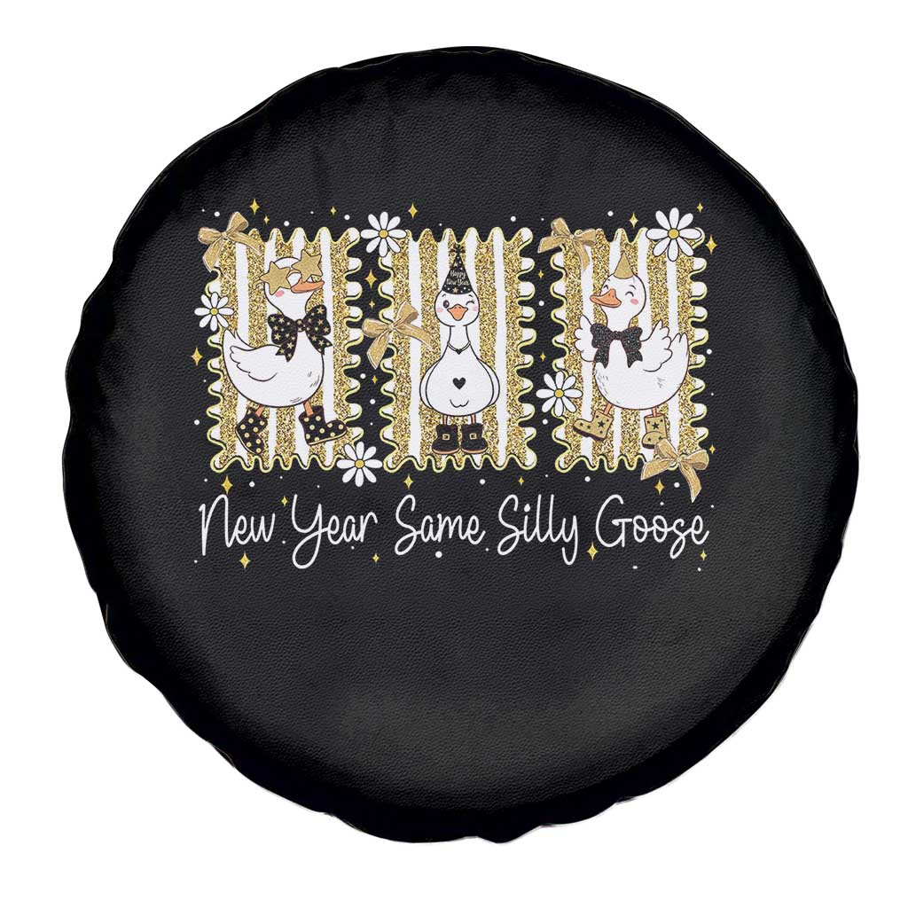 Funny New Year Same Silly Goose Spare Tire Cover New Year Eve Goose Squad Faux Glitter TS11 Print Your Wear