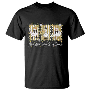 Funny New Year Same Silly Goose T Shirt New Year Eve Goose Squad Faux Glitter TS11 Black Print Your Wear