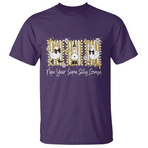 Funny New Year Same Silly Goose T Shirt New Year Eve Goose Squad Faux Glitter TS11 Purple Print Your Wear