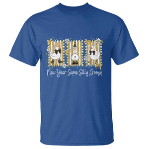 Funny New Year Same Silly Goose T Shirt New Year Eve Goose Squad Faux Glitter TS11 Royal Blue Print Your Wear