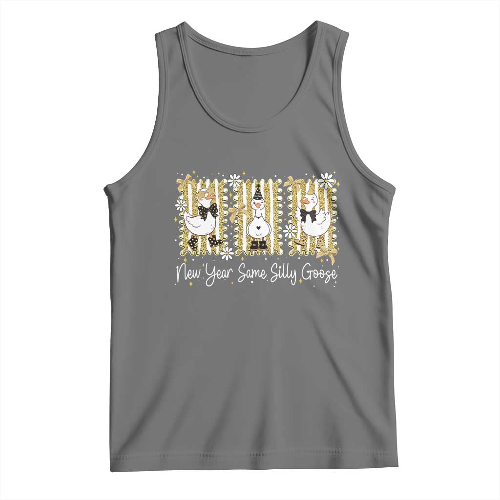 Funny New Year Same Silly Goose Tank Top New Year Eve Goose Squad Faux Glitter TS11 Black Heather Print Your Wear