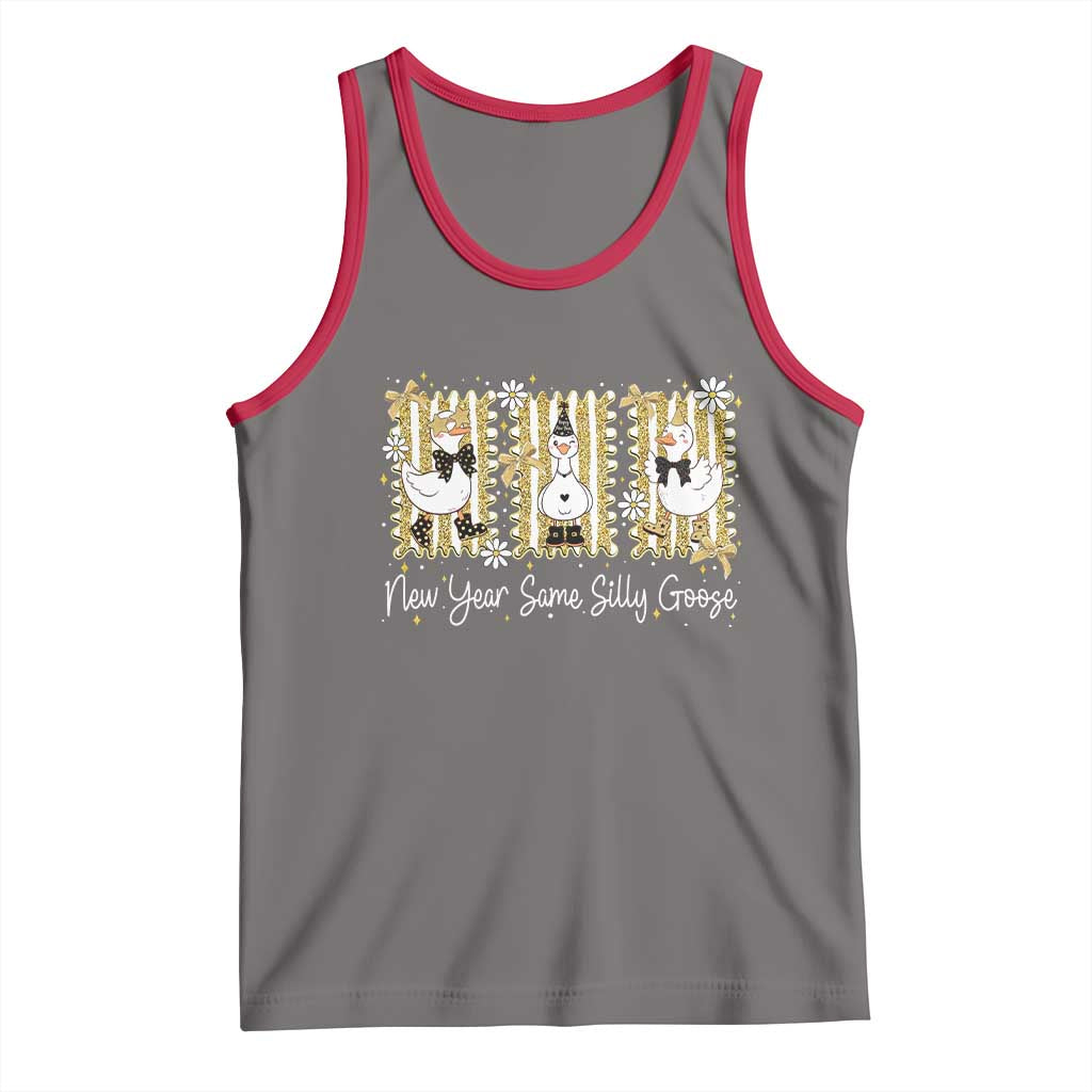 Funny New Year Same Silly Goose Tank Top New Year Eve Goose Squad Faux Glitter TS11 Deep Heather Red Print Your Wear
