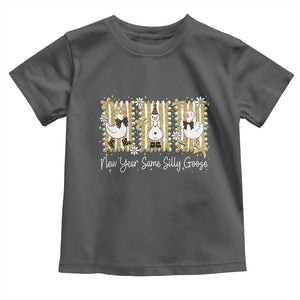 Funny New Year Same Silly Goose Toddler T Shirt New Year Eve Goose Squad Faux Glitter TS11 Dark Heather Print Your Wear