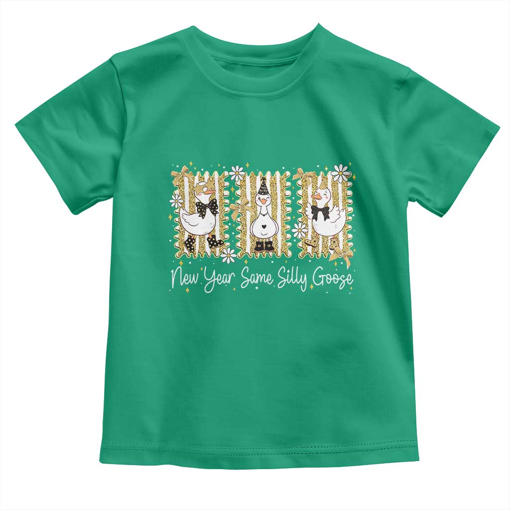 Funny New Year Same Silly Goose Toddler T Shirt New Year Eve Goose Squad Faux Glitter TS11 Irish Green Print Your Wear