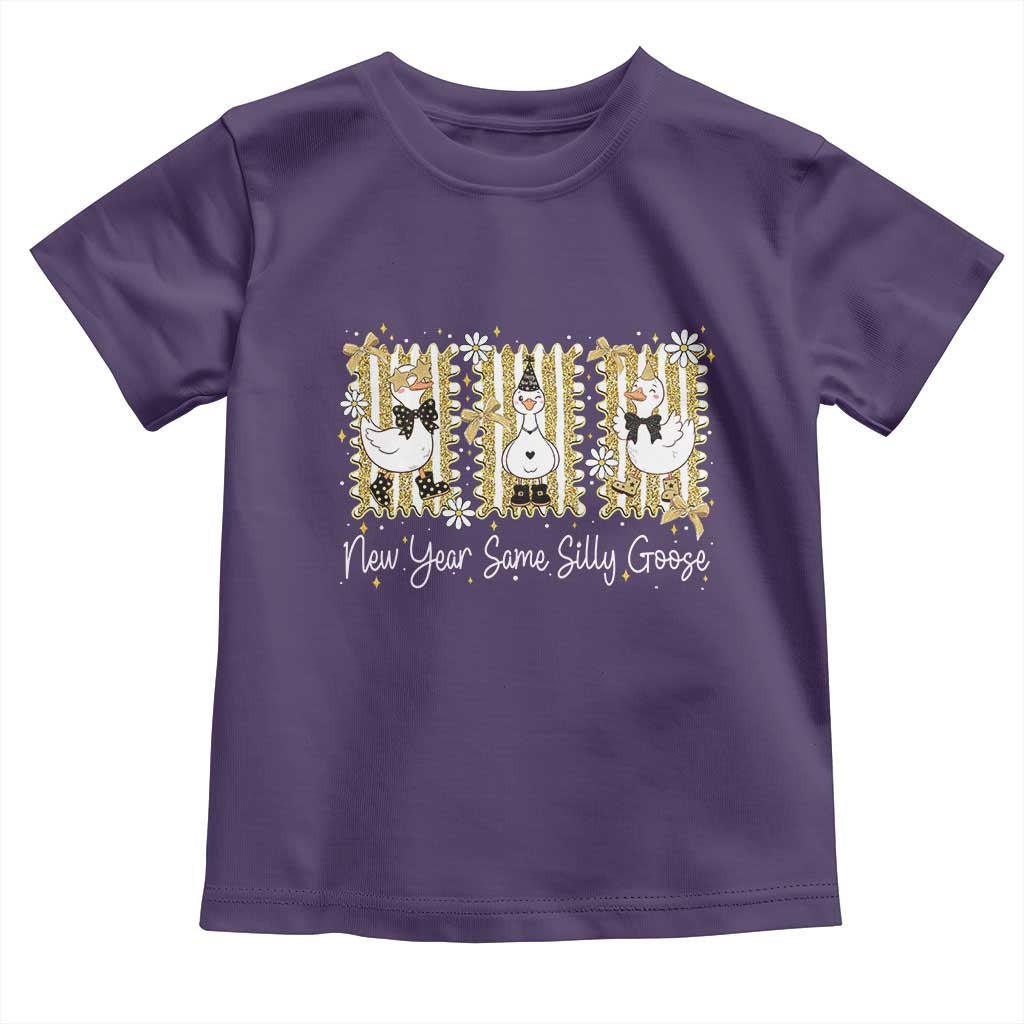 Funny New Year Same Silly Goose Toddler T Shirt New Year Eve Goose Squad Faux Glitter TS11 Purple Print Your Wear