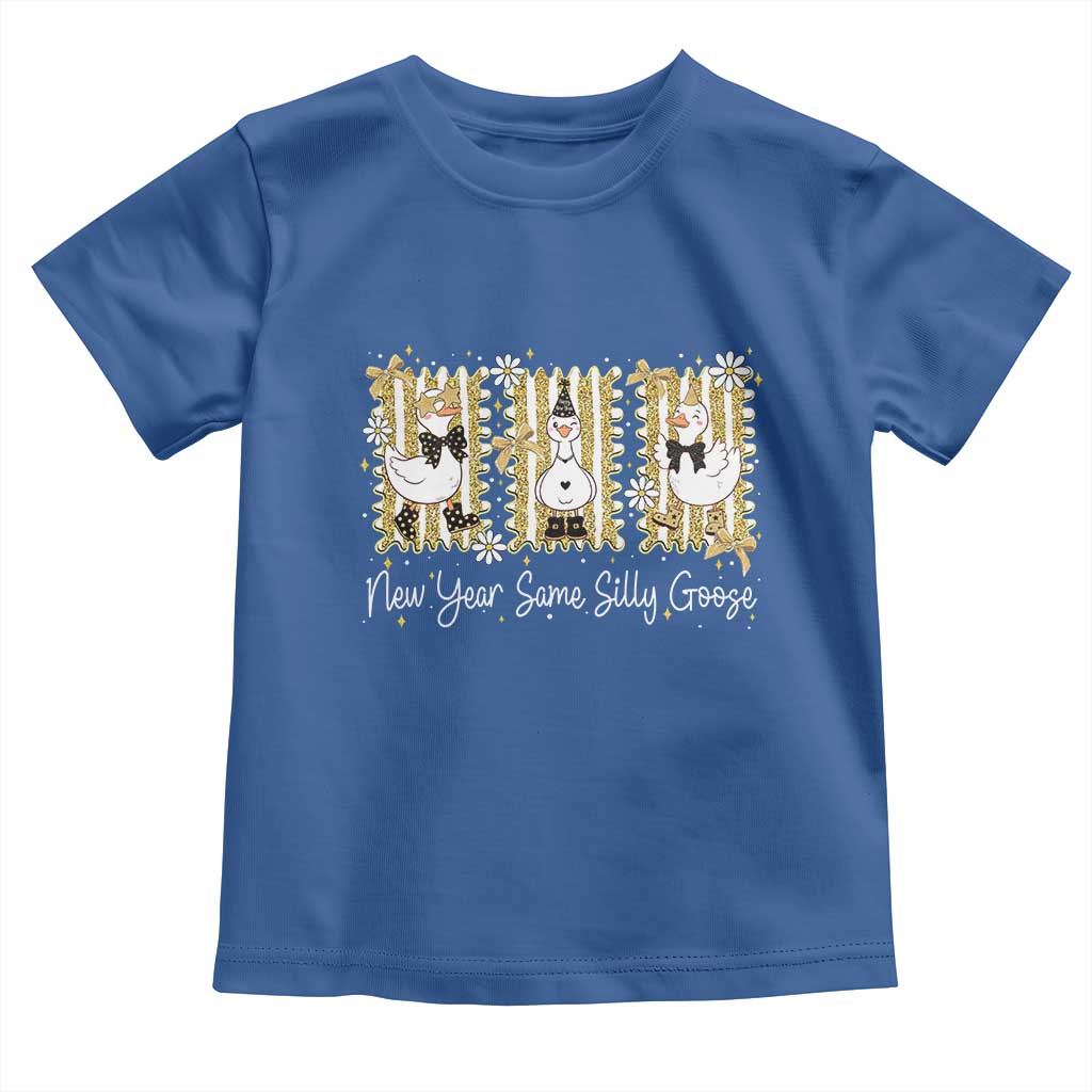 Funny New Year Same Silly Goose Toddler T Shirt New Year Eve Goose Squad Faux Glitter TS11 Royal Blue Print Your Wear