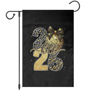 Happy New Year 2026 Garden Flag Hello 2026 Disco Ball Coquette Bow Faux Glitter TS11 Black Print Your Wear