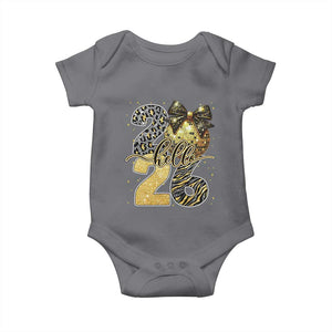Happy New Year 2026 Baby Onesie Hello 2026 Disco Ball Coquette Bow Faux Glitter TS11 Charcoal Print Your Wear