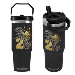 Happy New Year 2026 Flip Straw Tumbler Hello 2026 Disco Ball Coquette Bow Faux Glitter TS11 One Size: 30 oz Black Print Your Wear