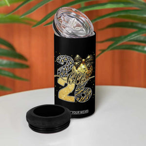 Happy New Year 2026 4 in 1 Can Cooler Tumbler Hello 2026 Disco Ball Coquette Bow Faux Glitter TS11 Print Your Wear