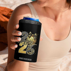 Happy New Year 2026 4 in 1 Can Cooler Tumbler Hello 2026 Disco Ball Coquette Bow Faux Glitter TS11 Print Your Wear