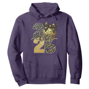 Happy New Year 2026 Hoodie Hello 2026 Disco Ball Coquette Bow Faux Glitter TS11 Purple Print Your Wear