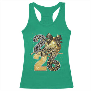 Happy New Year 2026 Racerback Tank Top Hello 2026 Disco Ball Coquette Bow Faux Glitter TS11 Irish Green Print Your Wear