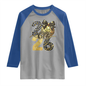 Happy New Year 2026 Raglan Shirt Hello 2026 Disco Ball Coquette Bow Faux Glitter TS11 Sport Gray Royal Print Your Wear