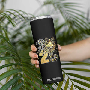 Happy New Year 2026 Skinny Tumbler Hello 2026 Disco Ball Coquette Bow Faux Glitter TS11 Print Your Wear