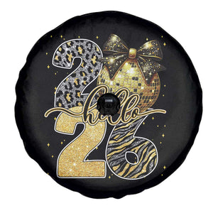 Happy New Year 2026 Spare Tire Cover Hello 2026 Disco Ball Coquette Bow Faux Glitter TS11 Print Your Wear