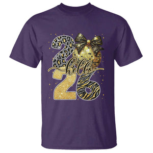 Happy New Year 2026 T Shirt Hello 2026 Disco Ball Coquette Bow Faux Glitter TS11 Purple Print Your Wear