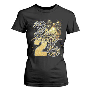 Happy New Year 2026 T Shirt For Women Hello 2026 Disco Ball Coquette Bow Faux Glitter TS11 Black Print Your Wear