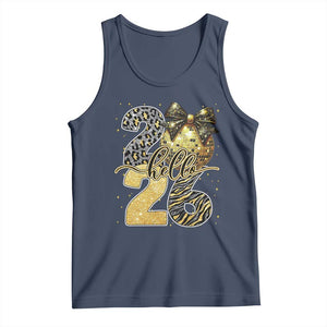 Happy New Year 2026 Tank Top Hello 2026 Disco Ball Coquette Bow Faux Glitter TS11 Navy Print Your Wear