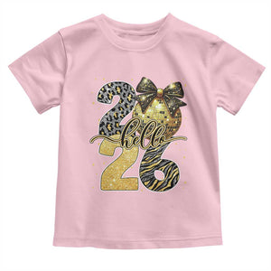 Happy New Year 2026 Toddler T Shirt Hello 2026 Disco Ball Coquette Bow Faux Glitter TS11 Light Pink Print Your Wear