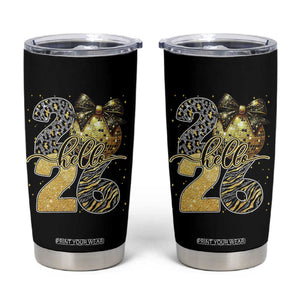 Happy New Year 2026 Tumbler Cup Hello 2026 Disco Ball Coquette Bow Faux Glitter TS11 Black Print Your Wear