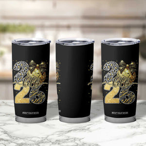 Happy New Year 2026 Tumbler Cup Hello 2026 Disco Ball Coquette Bow Faux Glitter TS11 Print Your Wear