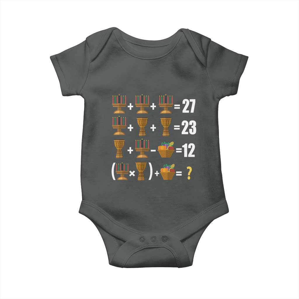 Funny 67 Kwanzaa Math Baby Onesie Six Seven Meme Kinara Candles African American Christmas TS11 Dark Heather Print Your Wear