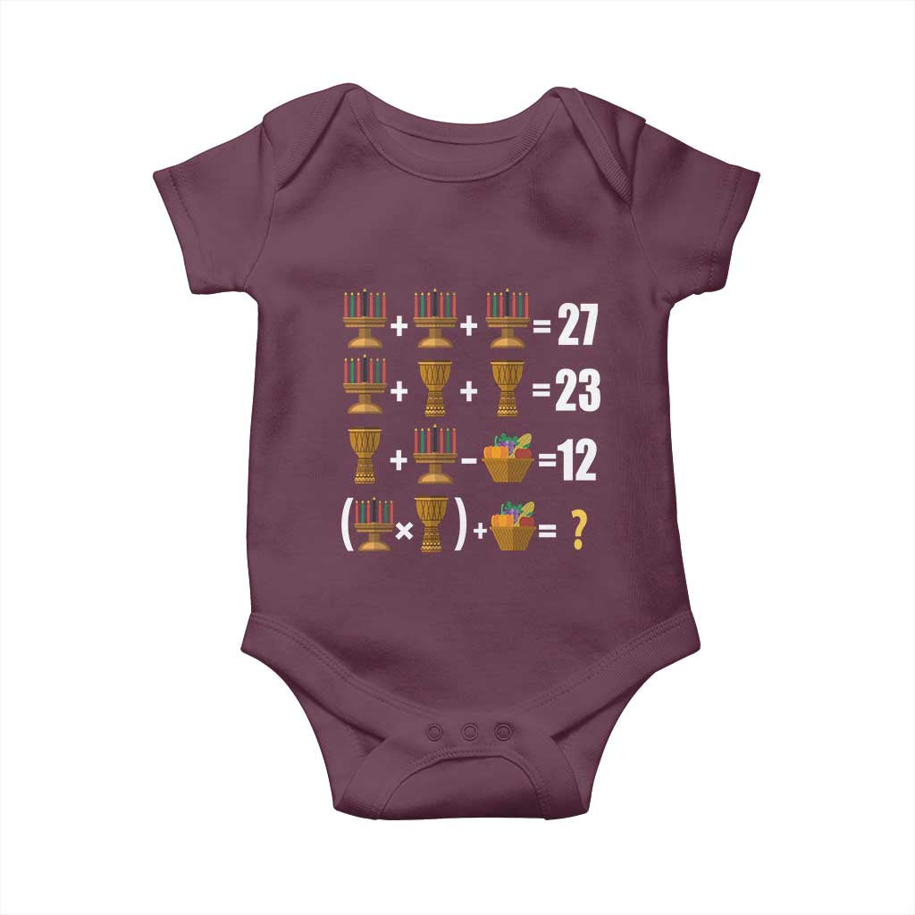 Funny 67 Kwanzaa Math Baby Onesie Six Seven Meme Kinara Candles African American Christmas TS11 Maroon Print Your Wear