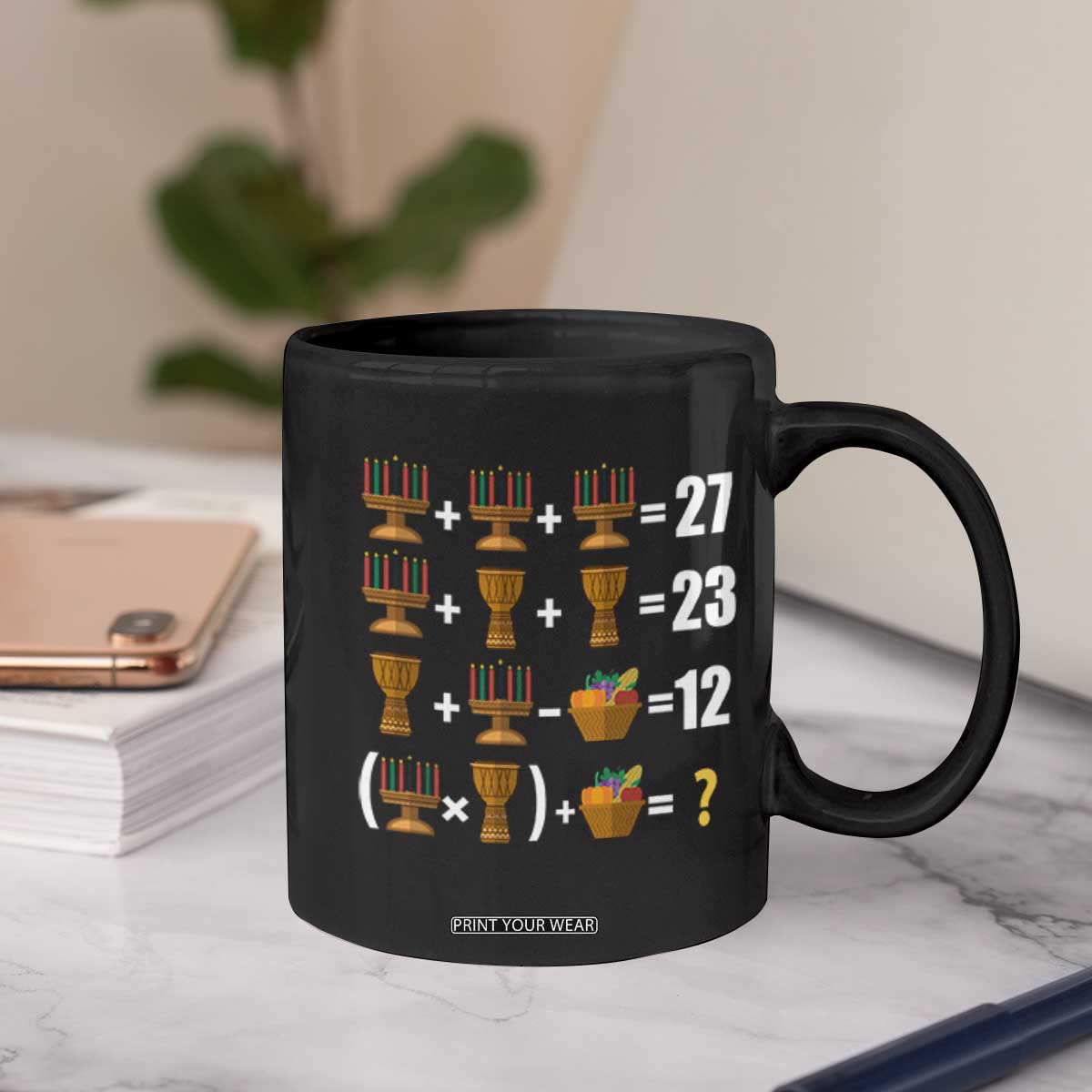 Funny 67 Kwanzaa Math Coffee Mug Six Seven Meme Kinara Candles African American Christmas TS11 Print Your Wear