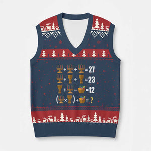 Funny 67 Kwanzaa Math V-Neck Knit Sweater Vest Six Seven Meme Kinara Candles African American Xmas TS11 Navy Red Print Your Wear