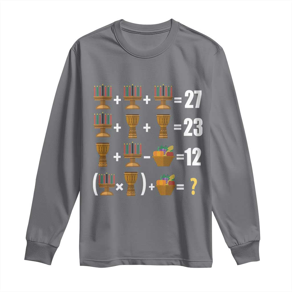 Funny 67 Kwanzaa Math Long Sleeve Shirt Six Seven Meme Kinara Candles African American Christmas TS11 Charcoal Print Your Wear