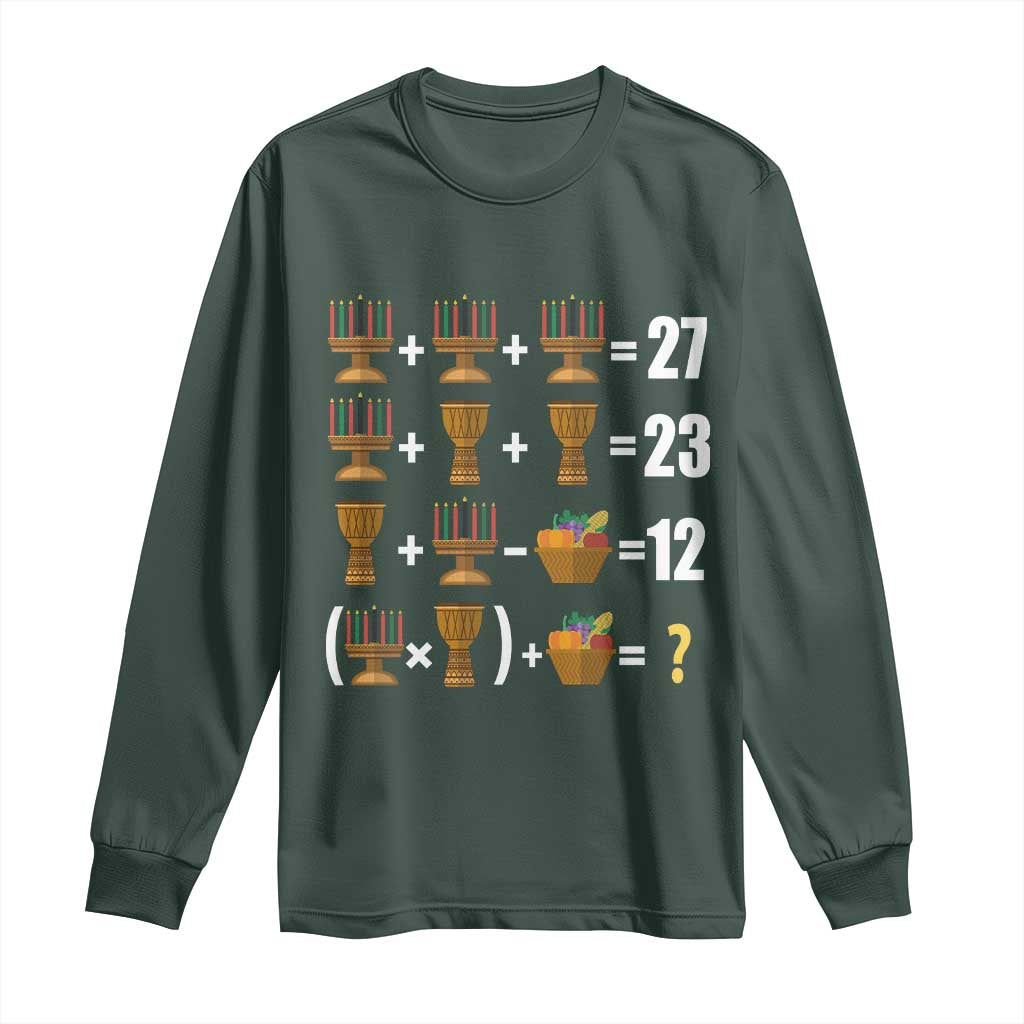 Funny 67 Kwanzaa Math Long Sleeve Shirt Six Seven Meme Kinara Candles African American Christmas TS11 Dark Forest Green Print Your Wear