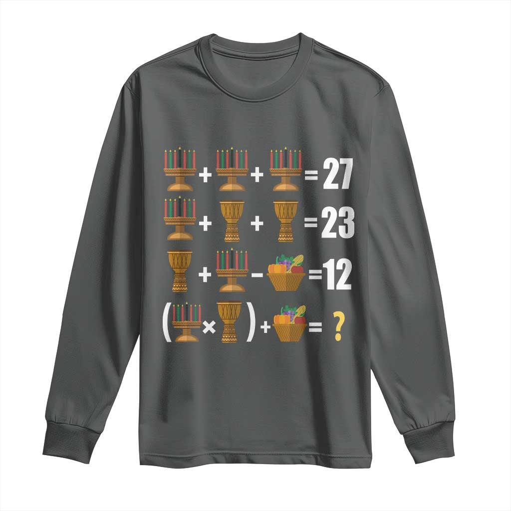 Funny 67 Kwanzaa Math Long Sleeve Shirt Six Seven Meme Kinara Candles African American Christmas TS11 Dark Heather Print Your Wear