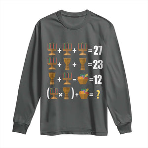 Funny 67 Kwanzaa Math Long Sleeve Shirt Six Seven Meme Kinara Candles African American Christmas TS11 Dark Heather Print Your Wear
