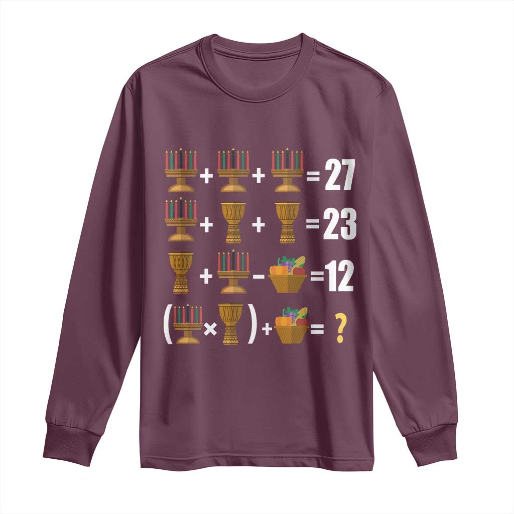Funny 67 Kwanzaa Math Long Sleeve Shirt Six Seven Meme Kinara Candles African American Christmas TS11 Maroon Print Your Wear