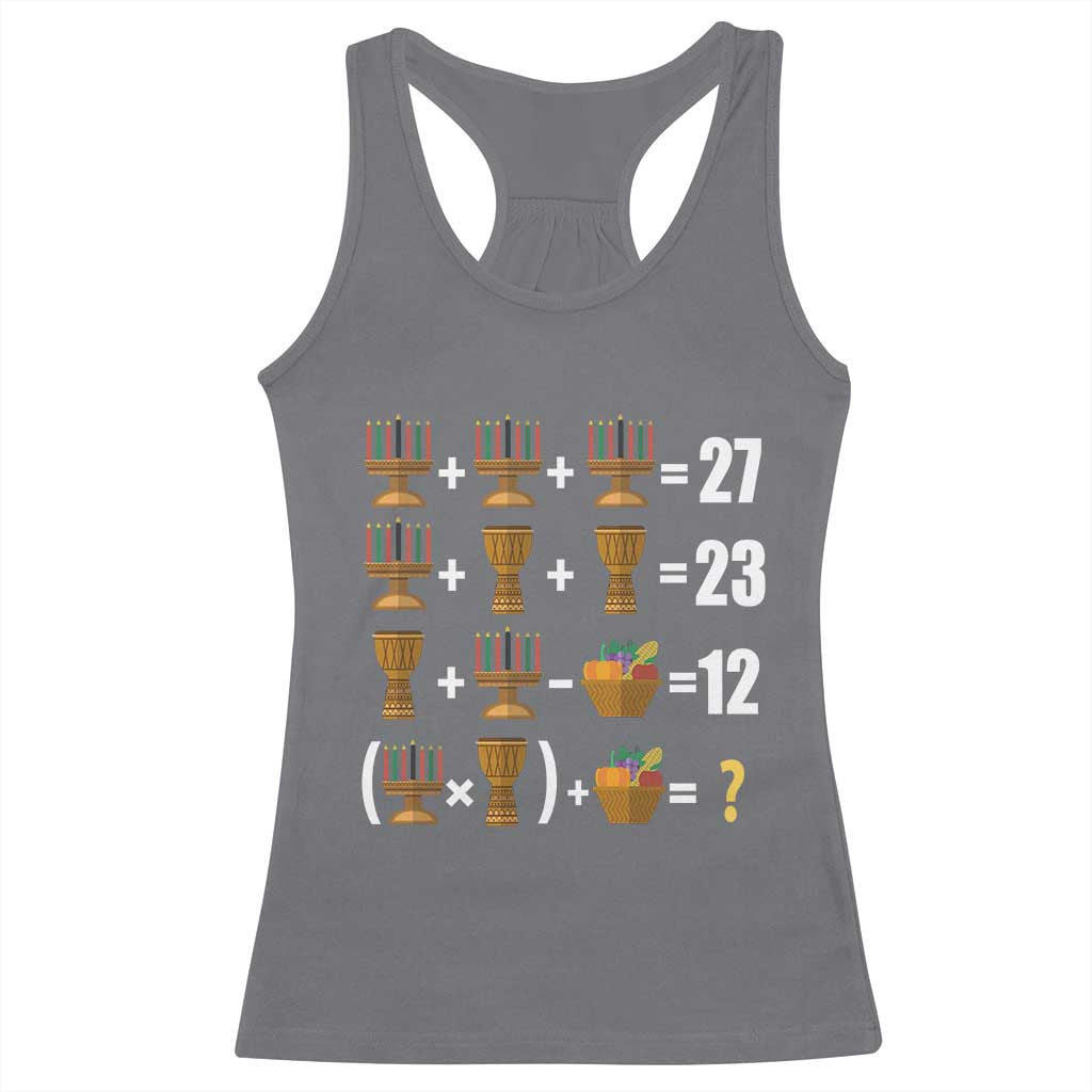 Funny 67 Kwanzaa Math Racerback Tank Top Six Seven Meme Kinara Candles African American Christmas TS11 Charcoal Print Your Wear