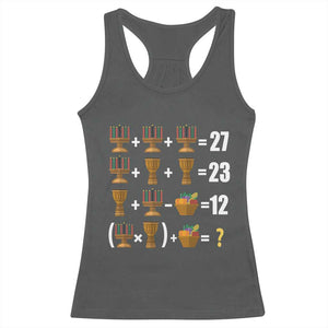 Funny 67 Kwanzaa Math Racerback Tank Top Six Seven Meme Kinara Candles African American Christmas TS11 Dark Heather Print Your Wear