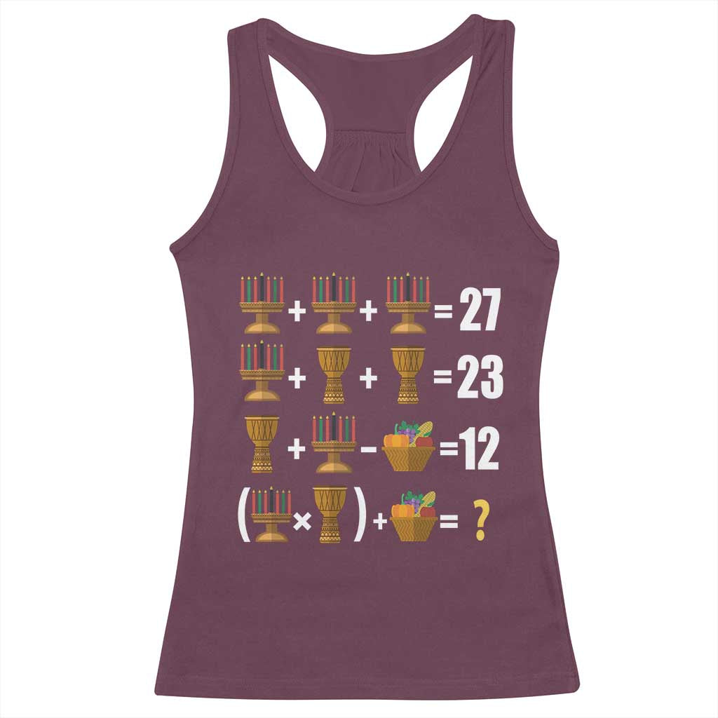 Funny 67 Kwanzaa Math Racerback Tank Top Six Seven Meme Kinara Candles African American Christmas TS11 Maroon Print Your Wear