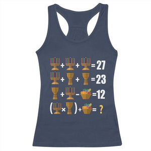 Funny 67 Kwanzaa Math Racerback Tank Top Six Seven Meme Kinara Candles African American Christmas TS11 Navy Print Your Wear